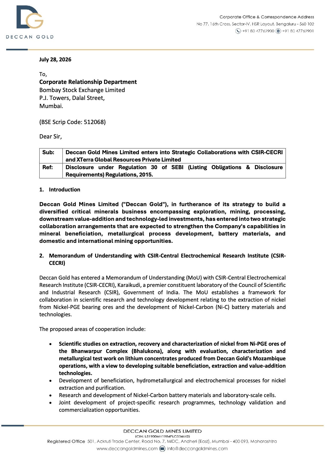 Deccan Gold Strategic Collaboration