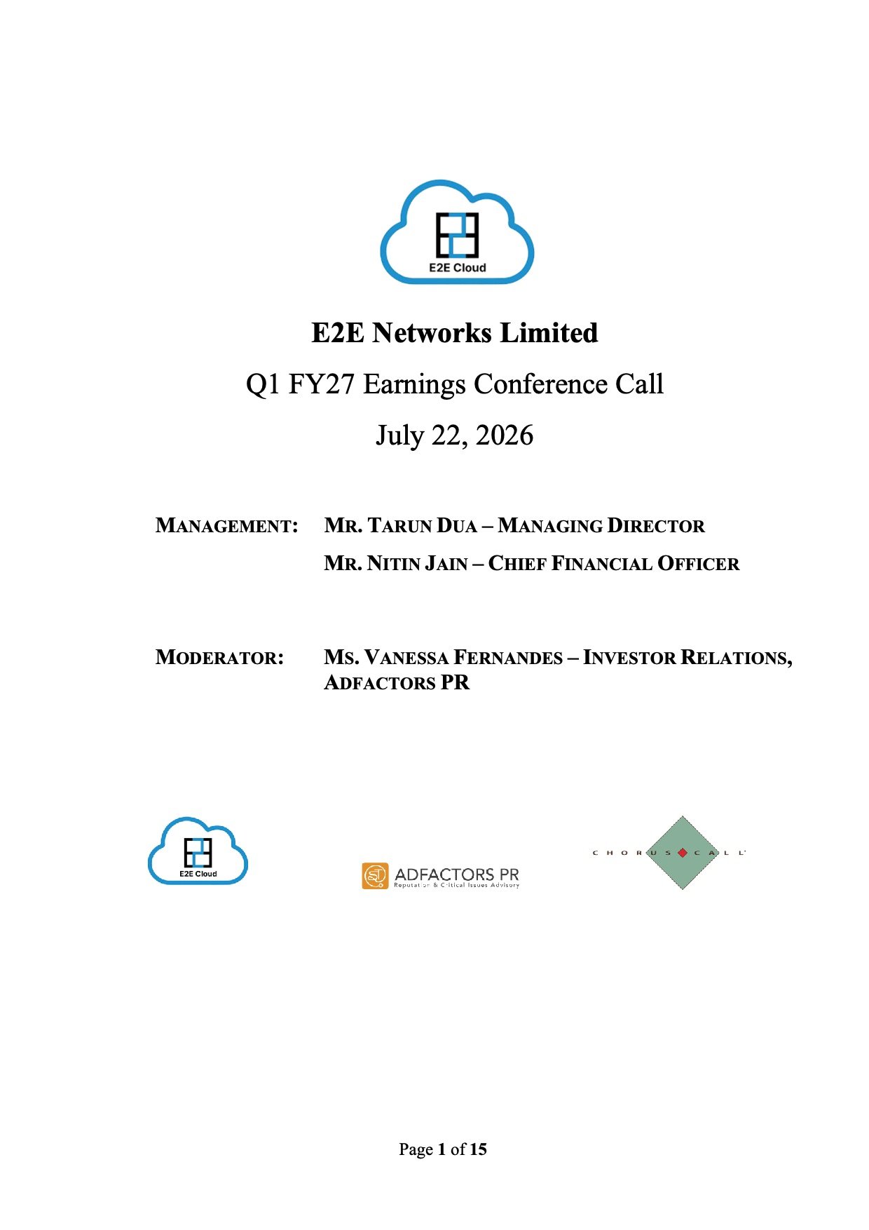 E2E Networks Q1 FY27 Results