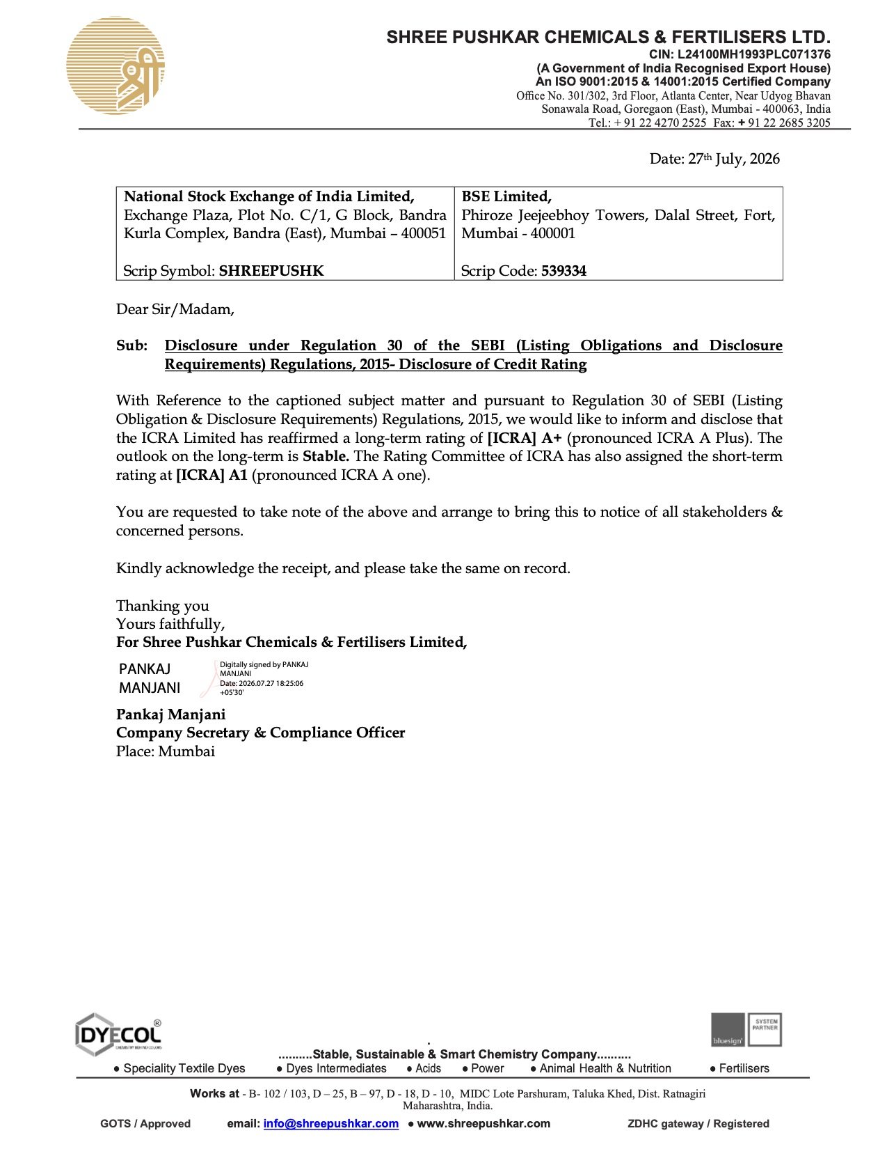 Shree Pushkar Credit Rating