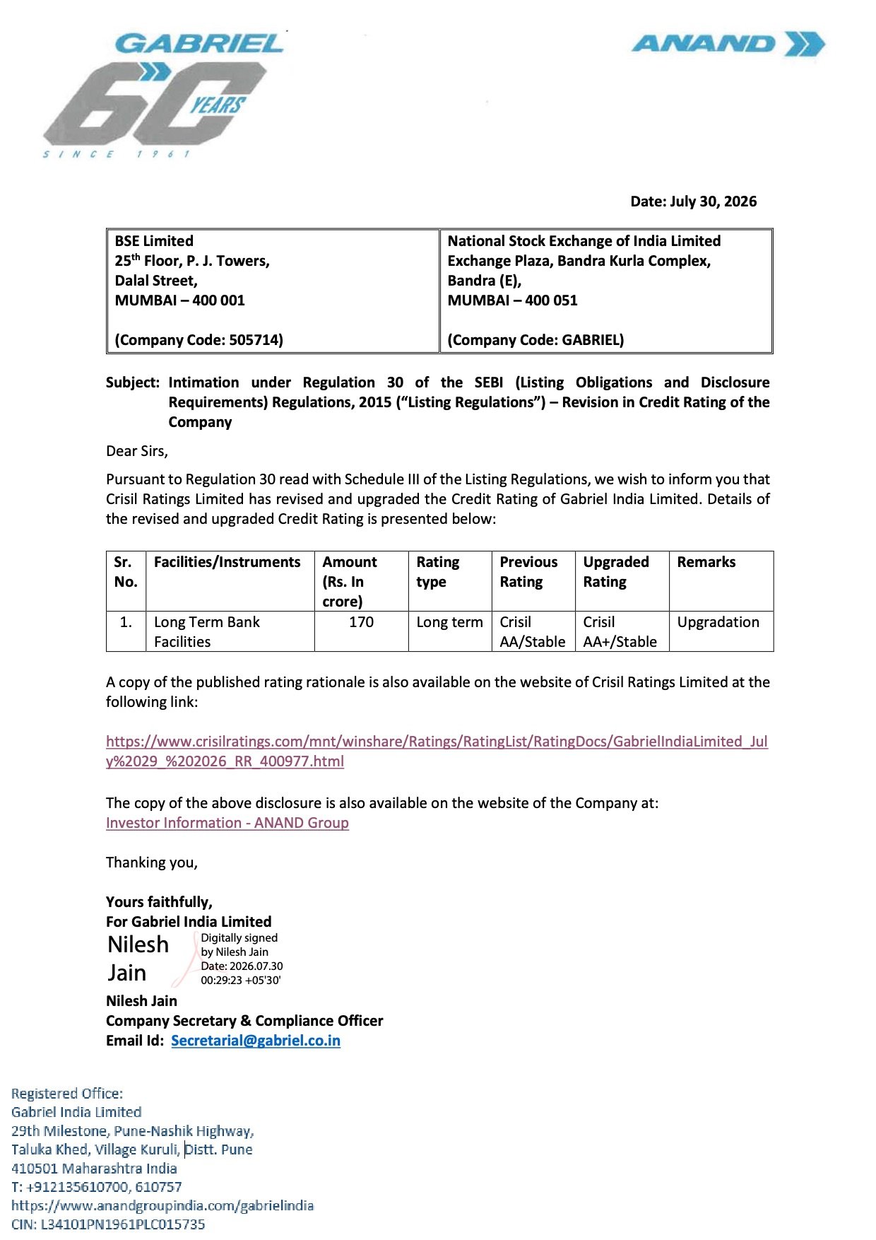 Gabriel India Credit Rating Upgrade: CRISIL Raises Rating to AA+/Stable