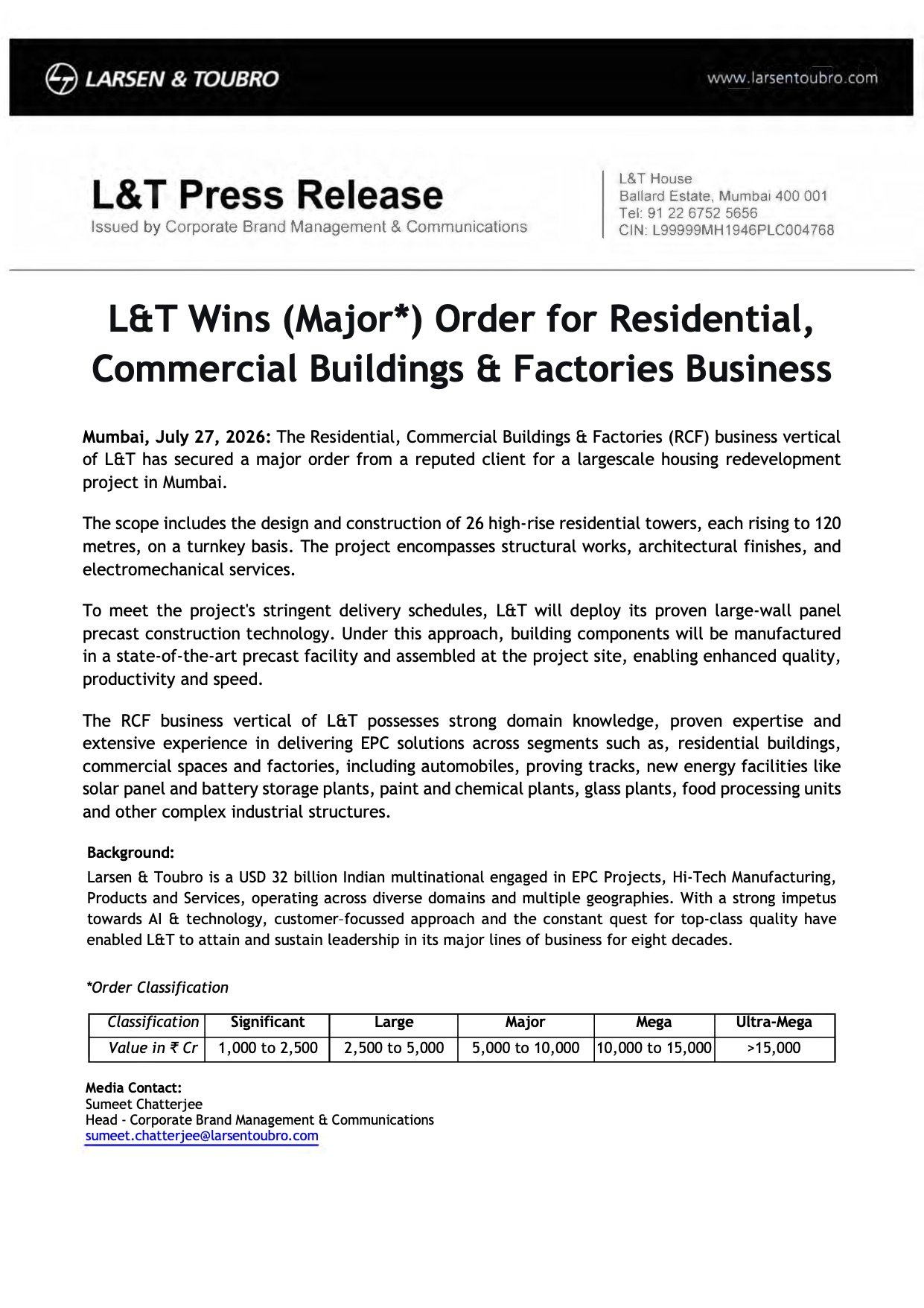 L&T Major Order