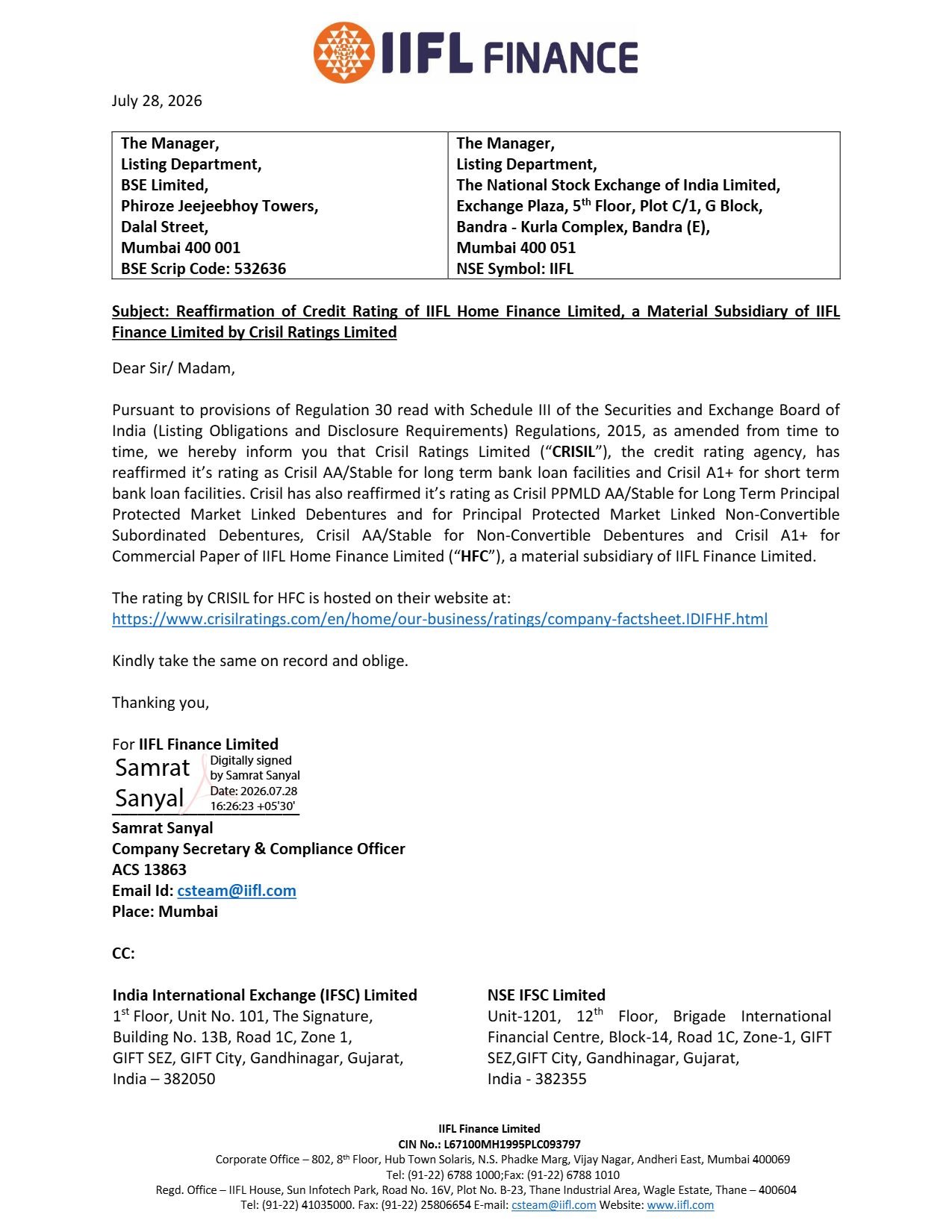 IIFL Home Finance Credit Rating