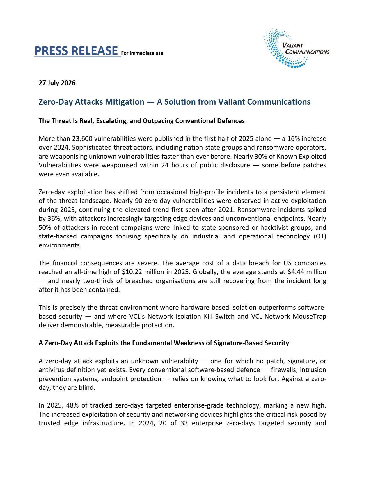 Valiant Communications