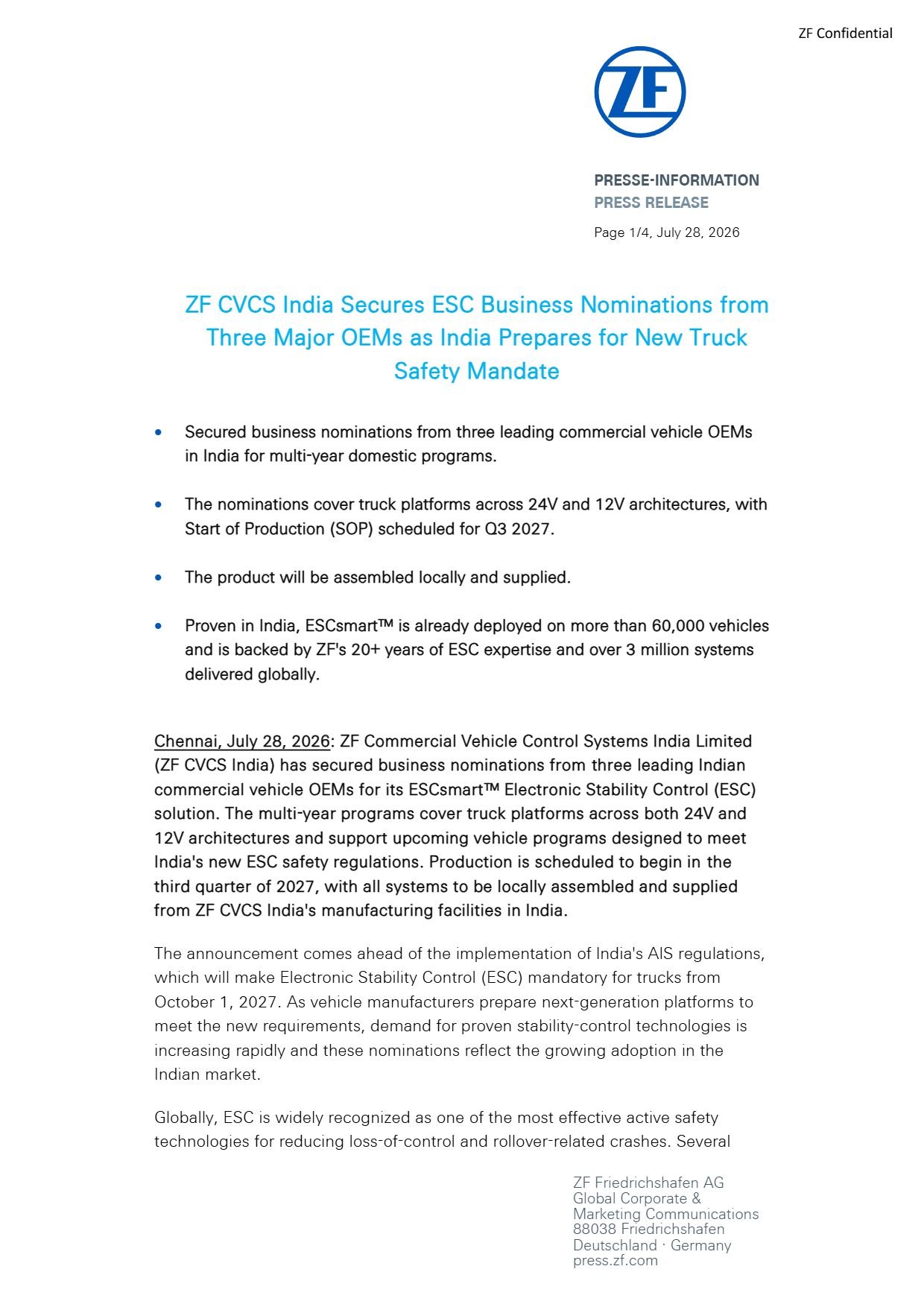 ZF ESC Business Wins