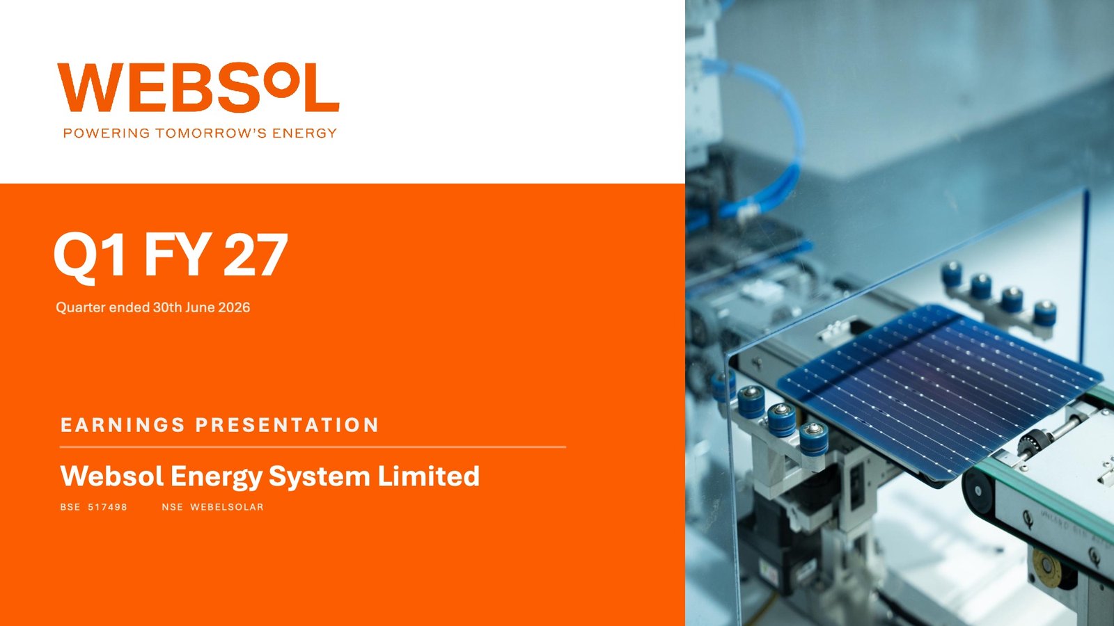 Websol Energy Q1 FY27 Results: Revenue Jumps 70.3% to ₹373 Crore Websol Energy Q1 FY27 Results
