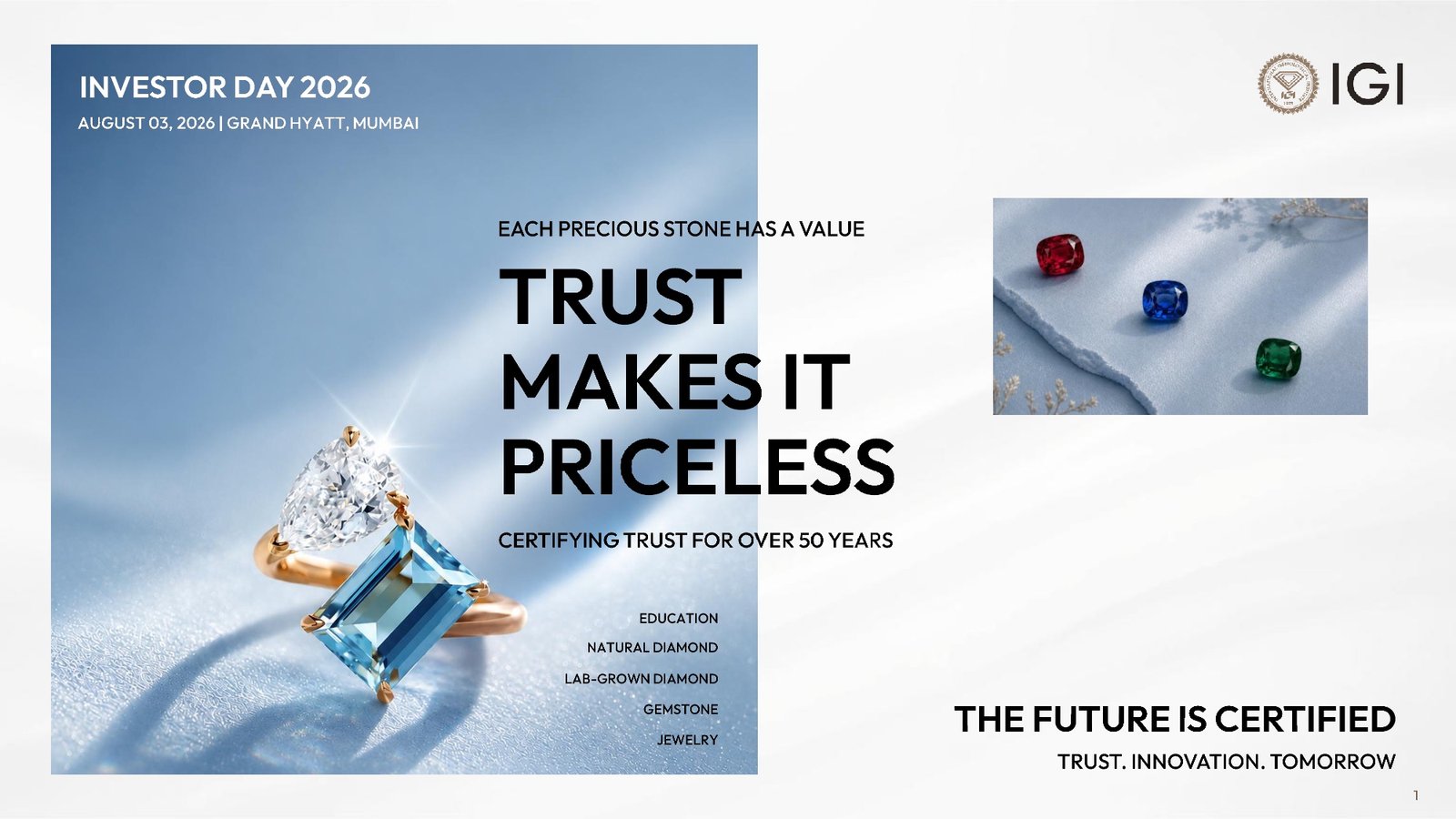 IGI Investor Day 2026: Global Expansion, AI-Driven Certification and Lab-Grown Diamond Leadership IGI Investor Day 2026